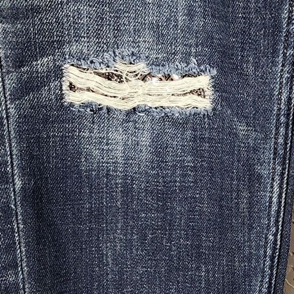 Abercrombie & Fitch Sequin Destroyed Boyfriend Straight Leg Jeans Size 26 - Picture 5 of 10